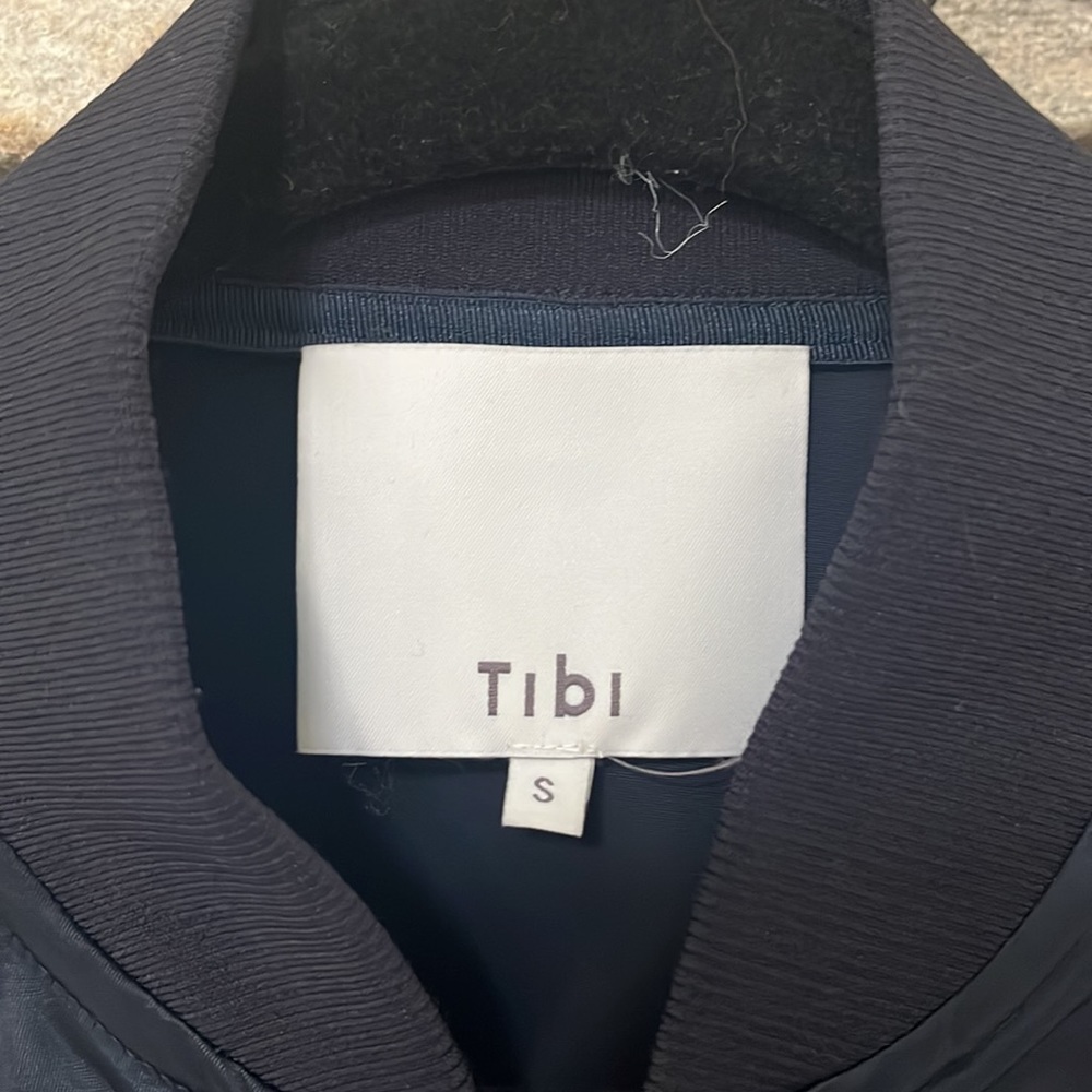 Tibi Navy Satin Bomber Jacket - Picture 3 of 7